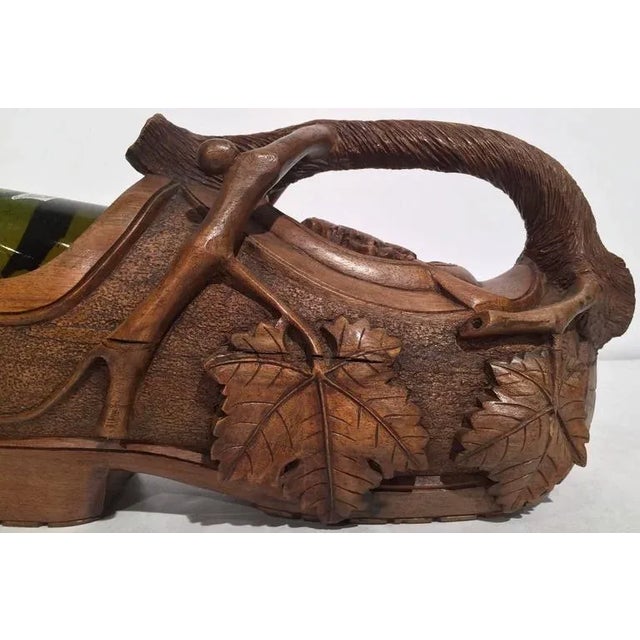 Early 20th Century French Black Forest Carved Walnut Clog Wine Holder For Sale - Image 4 of 8