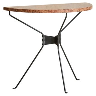 French Breccia Marble Demilune Console Table with Iron Base, 1960s - 2 Available For Sale