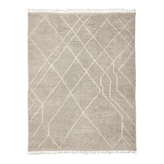Oversized Geometric Line Hand-Knotted Wool Rug | 15'0" X 11'7" | One of a Kind For Sale