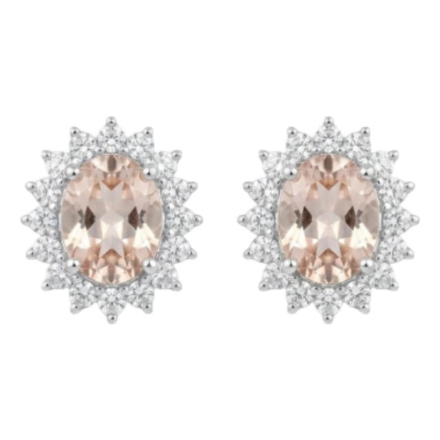 18k Gold Diamond 0.59ct Semi Stone Stud Earrings, New, Pair For Sale