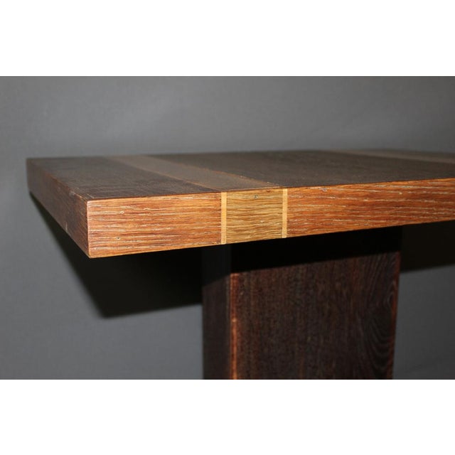 Art Deco Pedestal Table in Oak and Nickel-Plated Bronze, 1930s For Sale - Image 6 of 13