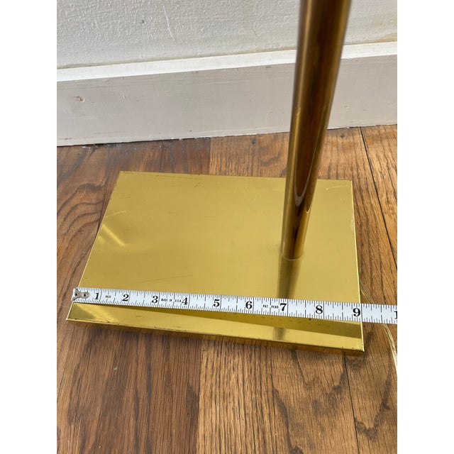 Late 20th Century Brass Library Floor Lamp With Milk Glass Shade For Sale - Image 9 of 10