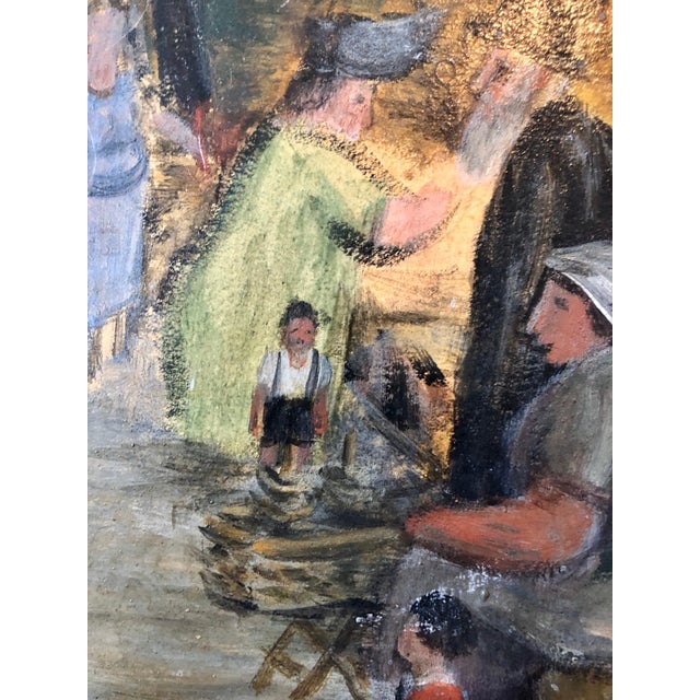 Early 20th Century Judaica Market Scene, Shuk, European Hasidic Rabbi Oil Painting, c.1930s For Sale - Image 5 of 10