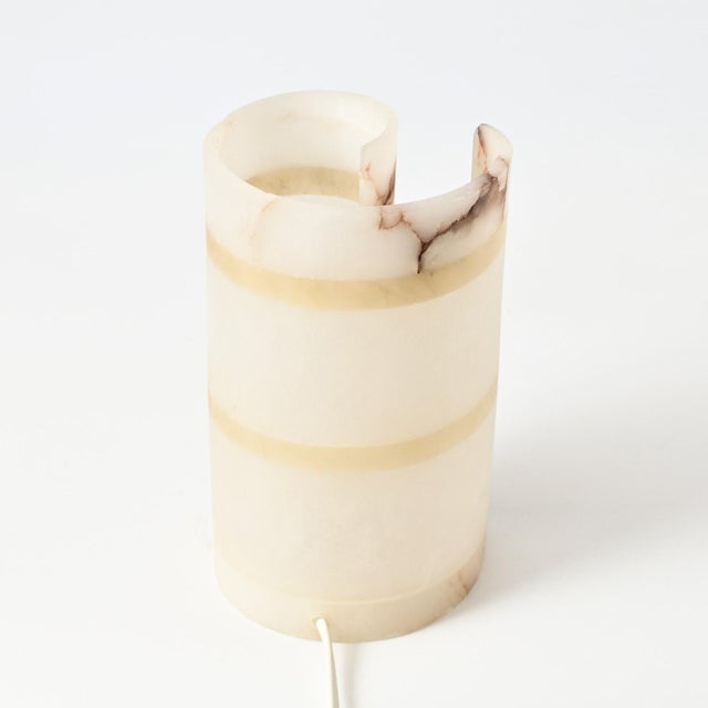 Alabaster Spiral Table Lamp, 1990s, in Very Good conditions. Designed 1990 to 1999 European Plug (up to 250V).The wiring...
