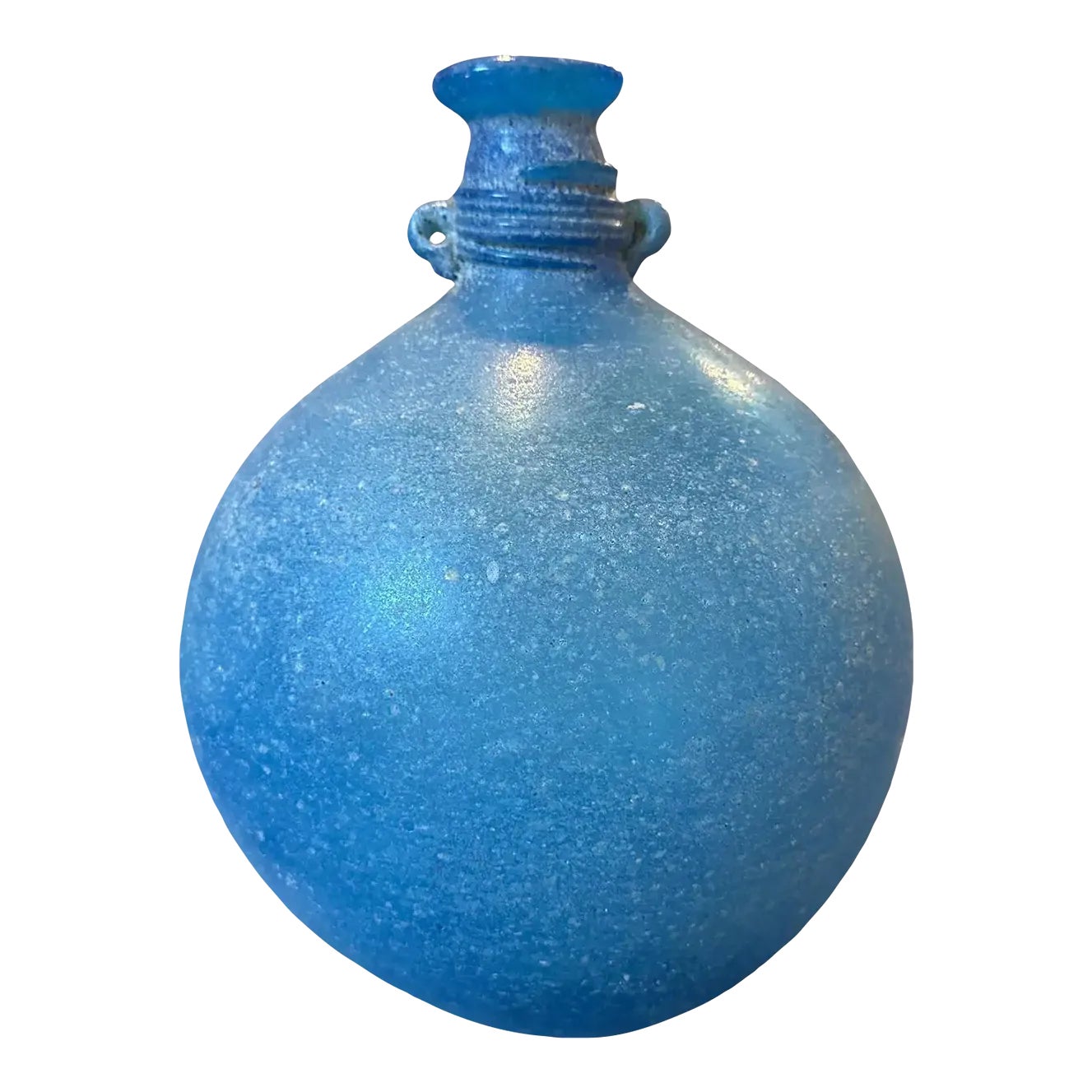 Cenedese Scavo Glass Vase ガラス ベース ムラーノ　青 1960s Cenedese Attributable Light Blue Scavo Murano Glass