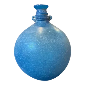 1960s Cenedese Attributable Light Blue Scavo Murano Glass Vase