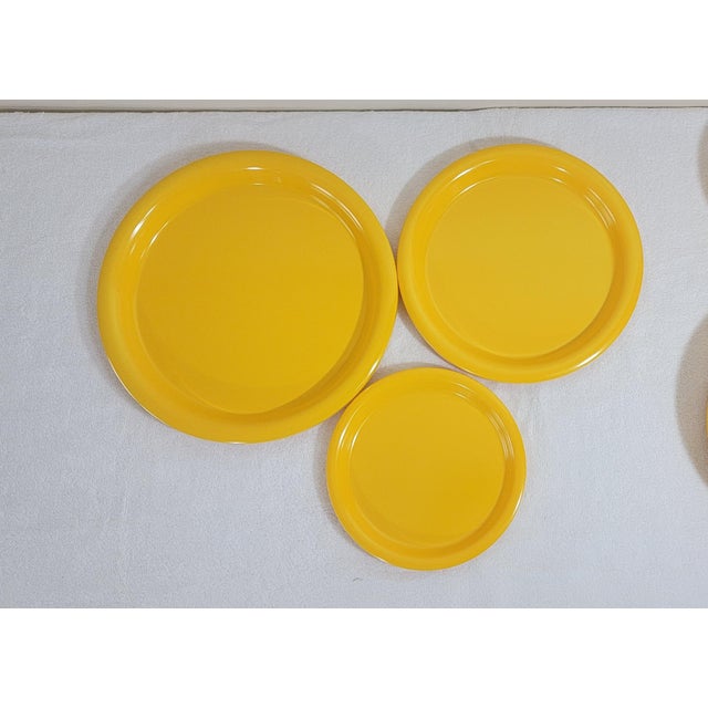 1970's Ingrid Ltd. Chicago Primary Yellow Melamine Dinner Ware - Set of 15 For Sale - Image 6 of 18