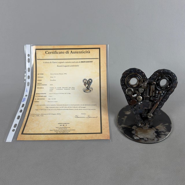 Simon Saronni, Heart Sculpture, 2025, Recycled Art Metal For Sale - Image 11 of 15