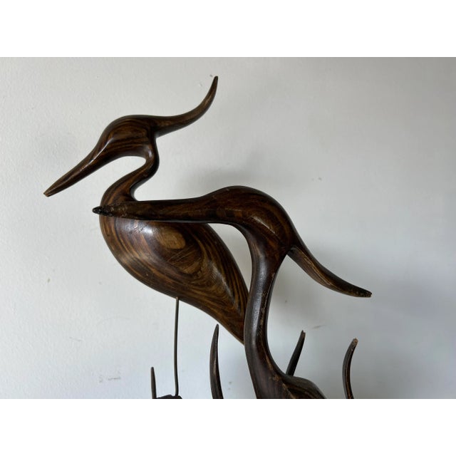 Vintage Carved Wood Heron Bird Sculpture For Sale - Image 10 of 13