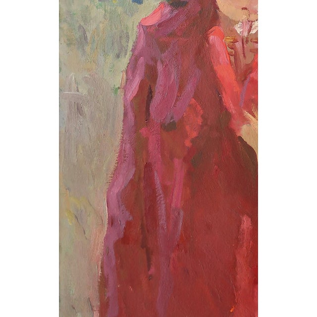 1970s Soviet Woman Portrait, Original Oil Painting, Ukrainian Artist, 1970s 80-49 For Sale - Image 5 of 6