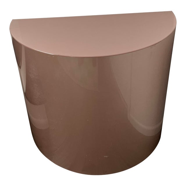 Large 1980s Pink Acrylic Half Circle Pedestal For Sale