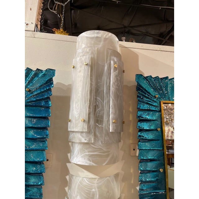 Early 21st Century Large Scale Murano Glass and Brass Sconces - A Pair For Sale - Image 4 of 7