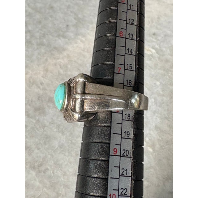 Vintage Sterling Silver and Turquoise Ring For Sale In New York - Image 6 of 6