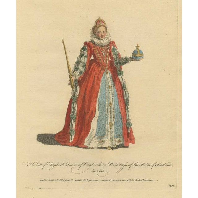 Blue Jefferys, Elizabeth Queen of England as Protectress of Holland in 1585, 1757, Engraving For Sale - Image 8 of 8