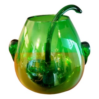 Hand-Blown Glass Punch Bowl, Spain, 1960s, Set of 2 For Sale