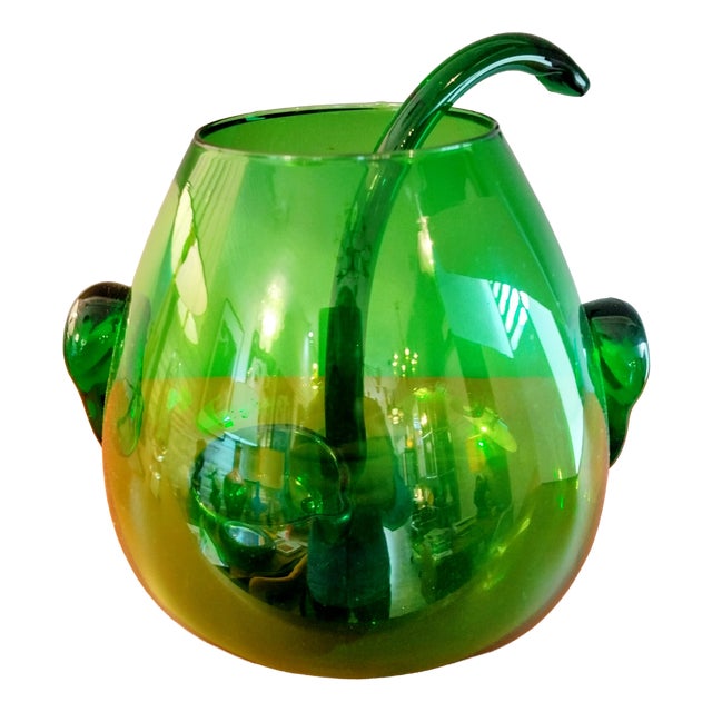 Hand-Blown Glass Punch Bowl, Spain, 1960s, Set of 2 For Sale