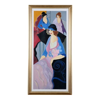 2000 Itzchak Tarkay "Three at Noon" Artist Signed Limited Edition 198/350 Gilded Frame and Matted Serigraph For Sale