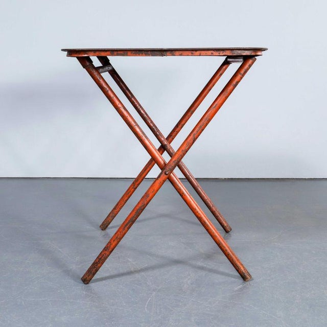 Heavy Duty Folding Red Metal Dining Table, 1970s For Sale - Image 11 of 13