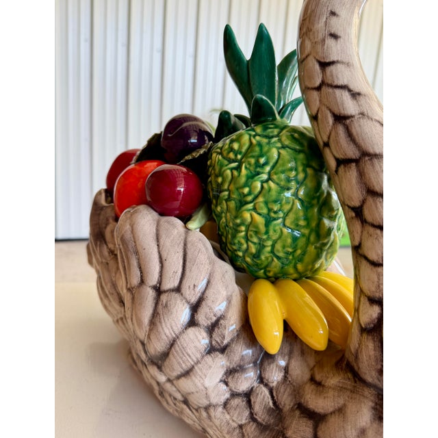 Vintage Monumental Sculptural Regency Italian Style Glazed Ceramic Swan Centerpiece For Sale - Image 10 of 12