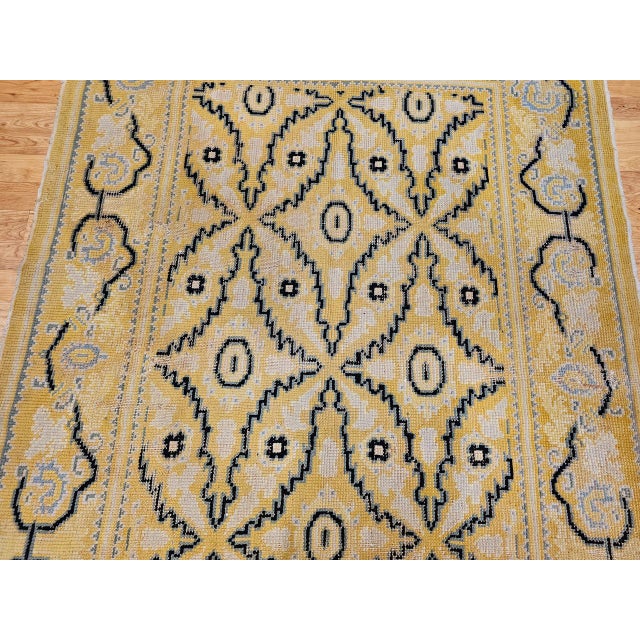 Vintage French Area Rug, Hand-Knotted Wool, Allover Geometric Design, Tan & Black, 6x9 For Sale - Image 11 of 17