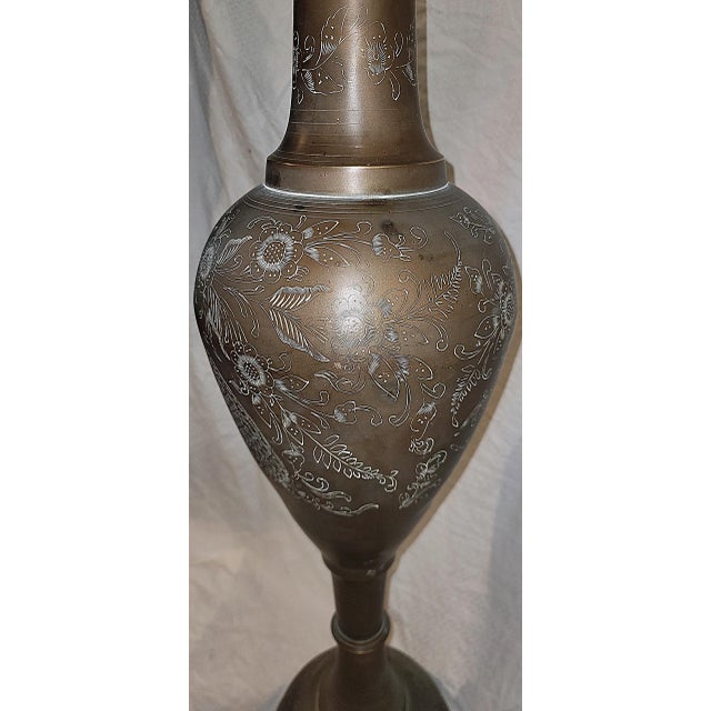 1960s 1960s Large Midcentury Kashmir Brass Vase For Sale - Image 5 of 8