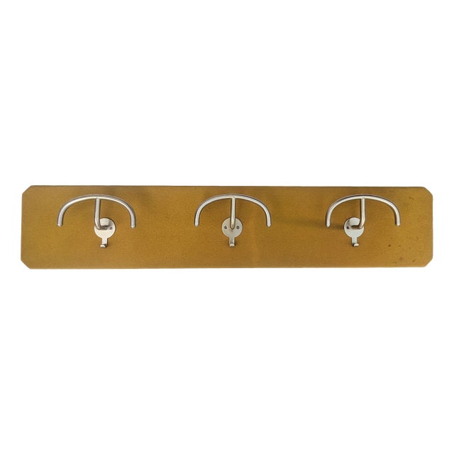 Wall Coat Rack in Mustard-Colored Wool and Nickel Plated Metal by Sergio Mazza for Artemide, 1960s For Sale