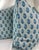 Custom pair of 22" pillows covered in Peter Dunham "Rajmata Tonal" in color blue/blue hand blocked linen fabric. These...