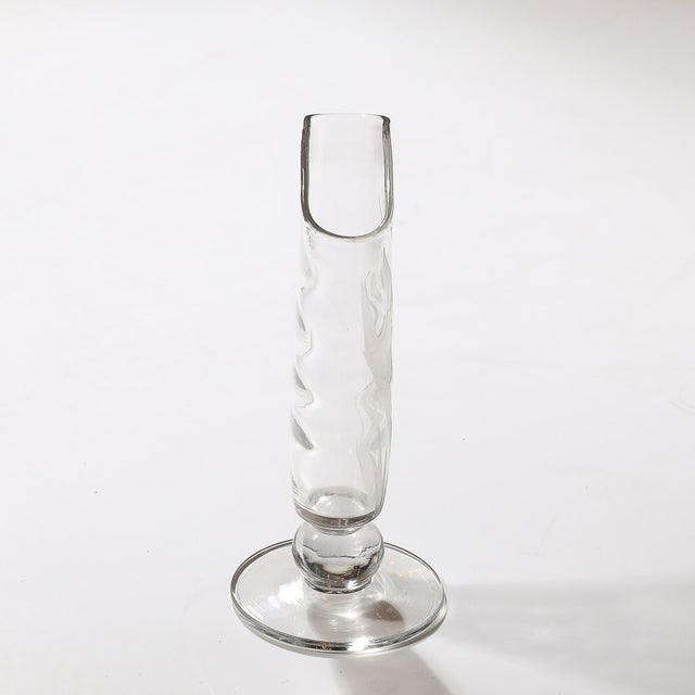 Art Deco Frosted and Transparent Glass Vase With Floral Relief Detailing For Sale In New York - Image 6 of 12