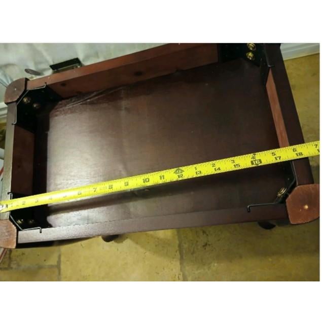 2008 Vintage Vanity Bench Mahogany Queen Ann Tapestry Dressing Bustle Foot Stool For Sale - Image 12 of 18