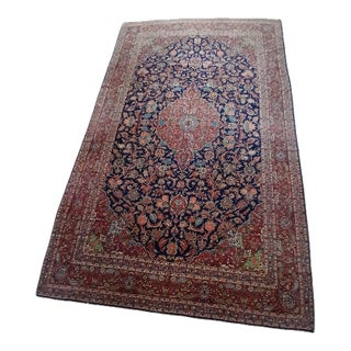 Late 20th Century Persian Hand-Knotted Rug – Rich Navy Field With Intricate Floral Medallion For Sale