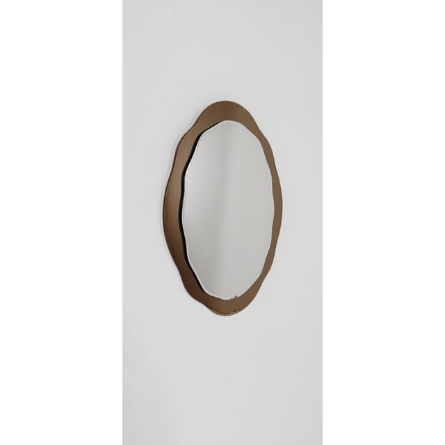 Glass Mid 20th Century Modern Italian Organic Mirror in Bronzed Glass by Cristal Arte, 1970s For Sale - Image 7 of 17