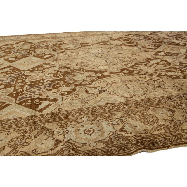 Textile Oversized Antique Karabaugh Handmade Wool Rug - Allover Design in Tan and Brown For Sale - Image 7 of 10