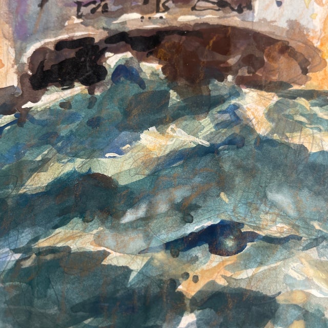 Late 20th Century Signed Original Nantucket Ferry Boat Watercolor by John Devaney | Coastal Art For Sale - Image 4 of 8