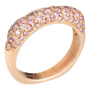 Mid 20th Century Pave Pink Sapphire Square Stacking Band 14k Rose Gold Ring Size 5.25