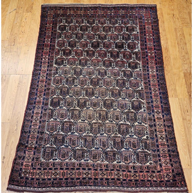 Antique Persian Afshar Tribal Rug, Hand-Knotted Wool, Allover Paisley Pattern, Ivory & Red, 5x7 For Sale - Image 9 of 17