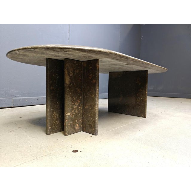 Vintage Italian Grey Marble Coffee Table, 1970s For Sale - Image 4 of 11