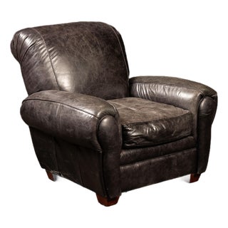 Vintage Leather Lounge Armchair in Black by Klaussner For Sale