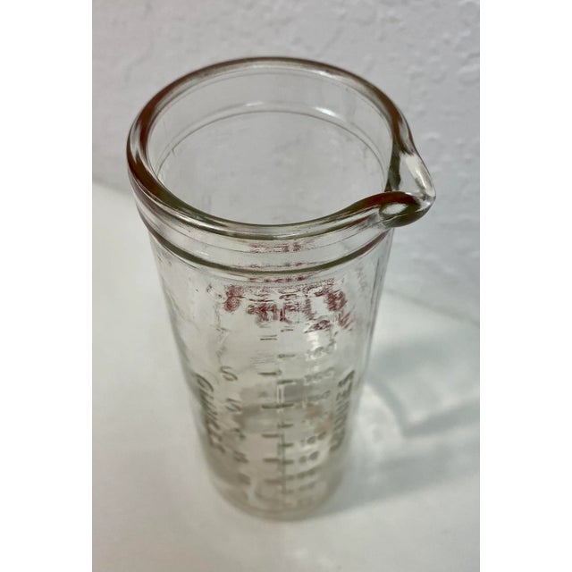 Metal Vintage Glass Horlicks 8 Ounce Mixer Measuring Jar With Metal Strainer From England For Sale - Image 7 of 10