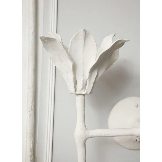 Bespoke Plaster Fleur Sconces - a Pair For Sale In New York - Image 6 of 10