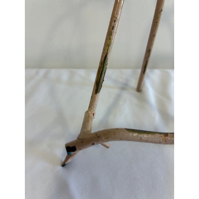 Early 20th Century Vintage Cast Iron Bird Easel Display Stand With Blue Bird For Sale - Image 5 of 11
