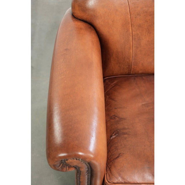 Vintage Sheepskin Armchair with Decorative Nails For Sale - Image 7 of 13