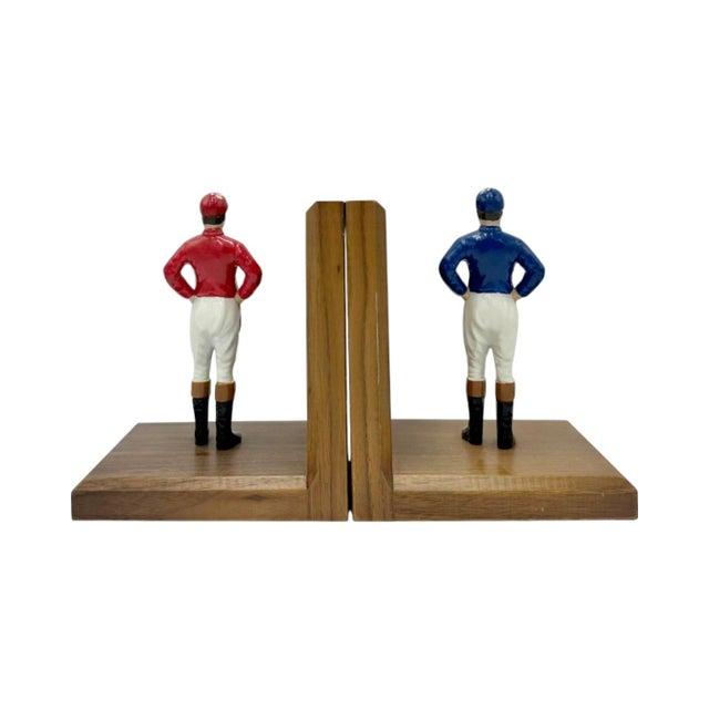 Pair Vintage Equestrian Jockey Bookends Horse Racing Wood For Sale - Image 9 of 11
