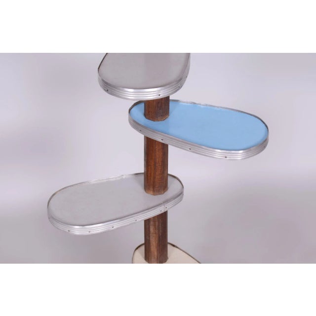 Mid-Century Flower Stand in Beech, Umakart & Aluminium, Czech, 1950s For Sale - Image 6 of 9