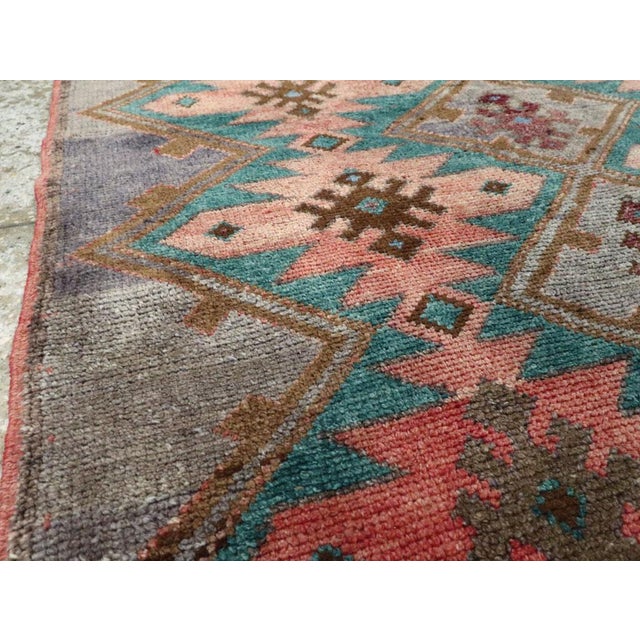 Mid 20th Century Galerie Shabab Collection Mid-20th Century Handmade Turkish Anatolian Small Throw Rug For Sale - Image 5 of 9
