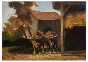 Anna Abys-Lotz, Oxen, Oil on Canvas