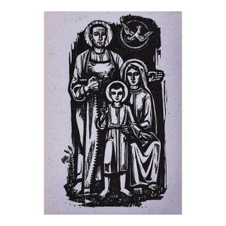Walter Mellman Holy Family Woodcut For Sale