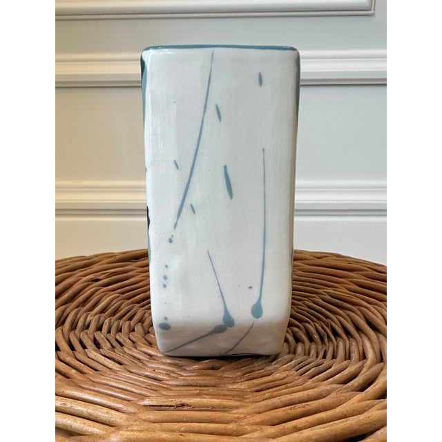 Blue Vintage 1983 Signed Ceramic Postmodern Pop Art Vase For Sale - Image 8 of 17