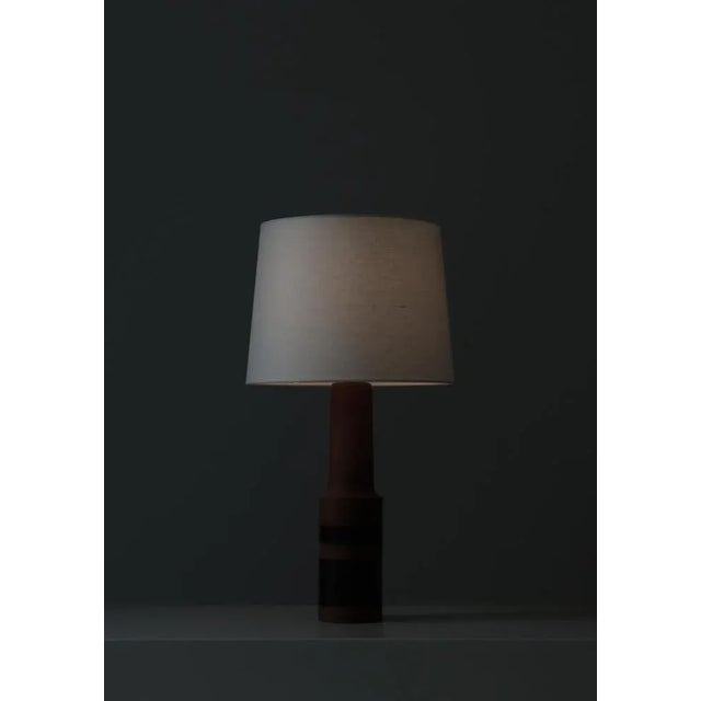 Scandinavian Modern Table Lamp in Oak and Black Leather, Denmark, 1950s For Sale - Image 4 of 10