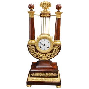 Empire Mahogany Clock With Gilded Ormolu