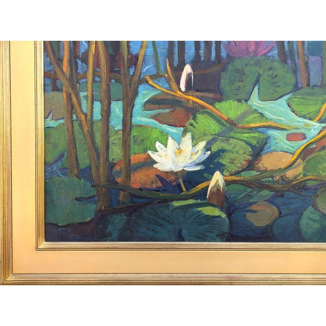Green Jerry Greenberg "Water Lily World" Contemporary Realistic Texas Nature Landscape Painting, 2015 For Sale - Image 8 of 11